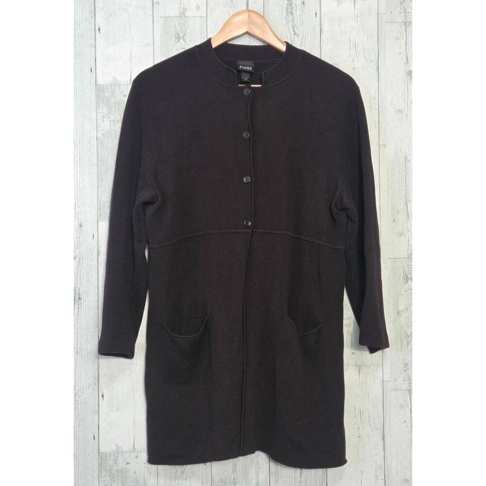 Eileen Fisher Silk Cotton Mandarin Collar Cardigan Brown Sz. M